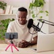 Happy Young African Man Making Audio Podcast From Home Studio - VideoHive Item for Sale