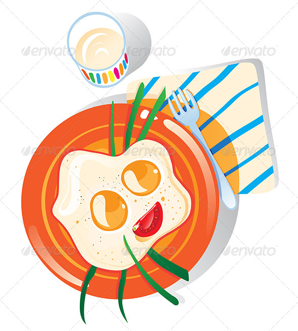 Breakfast Plate of Scrambled Eggs - Food Objects