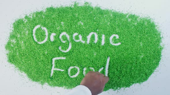 Green Hand Writing Organic Food