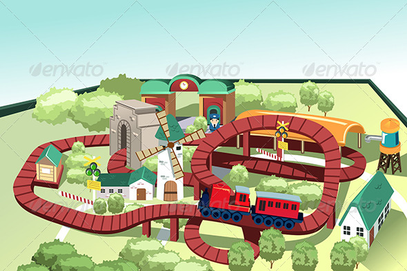 Miniature Toy Train Track - Objects Vectors