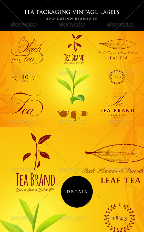 Tea Vintage Labels and Design Elements - Badges & Stickers Web Elements