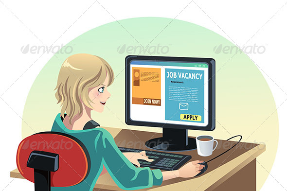 Woman Searching for a Job - People Characters