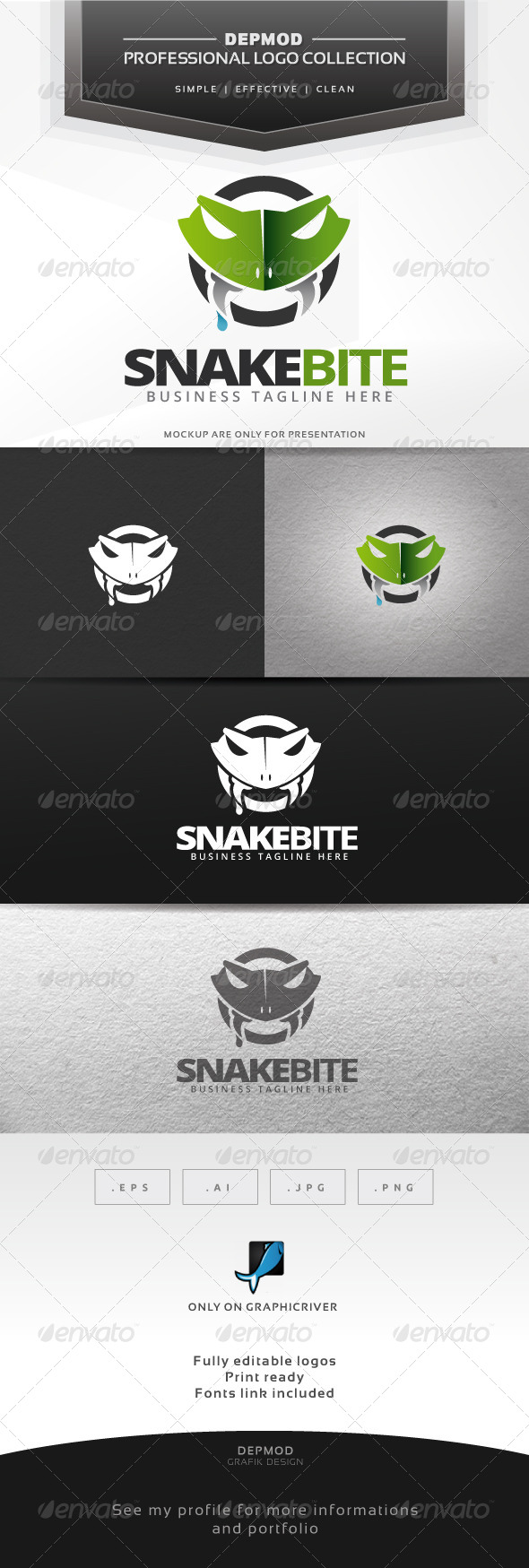 Snake Bite Logo - Animals Logo Templates