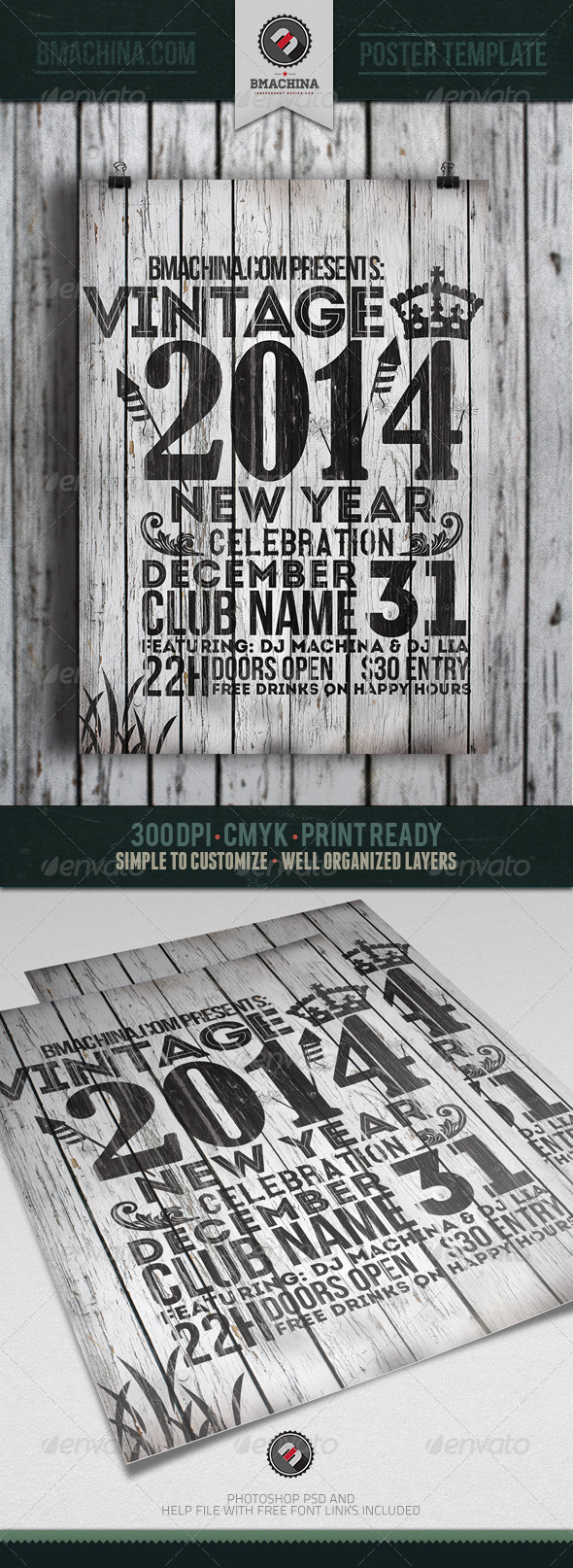 Vintage New Year's Flyer Template - Holidays Events
