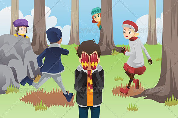 Kids Playing Hide and Seek - Sports/Activity Conceptual