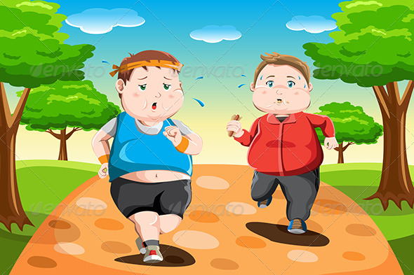 Overweight Kids Running - Sports/Activity Conceptual