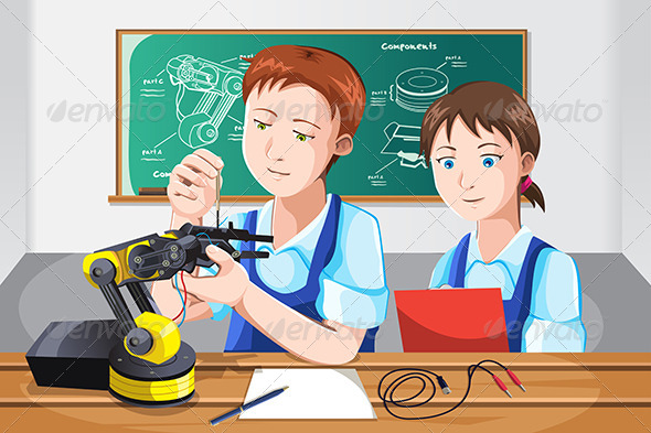 Students in Class - People Characters
