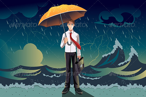 Businessman in a Storm - Concepts Business