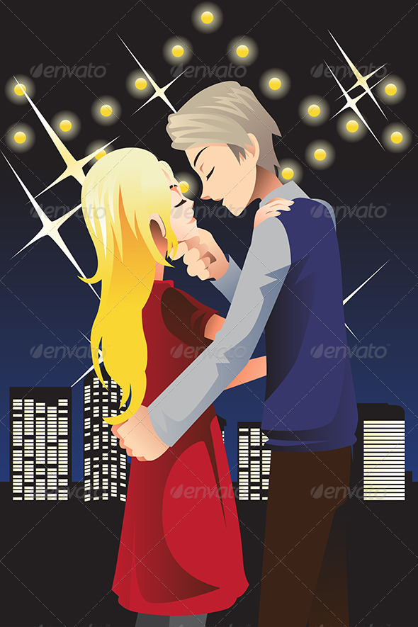 Kissing Young Couple - People Characters