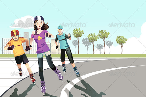 Rollerblading Teenagers - Sports/Activity Conceptual