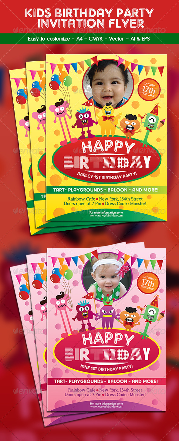 Kids Birthday Party Invitation Flyer - Miscellaneous Events