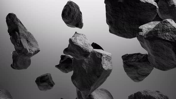 Weightless Gray Stones Floating
