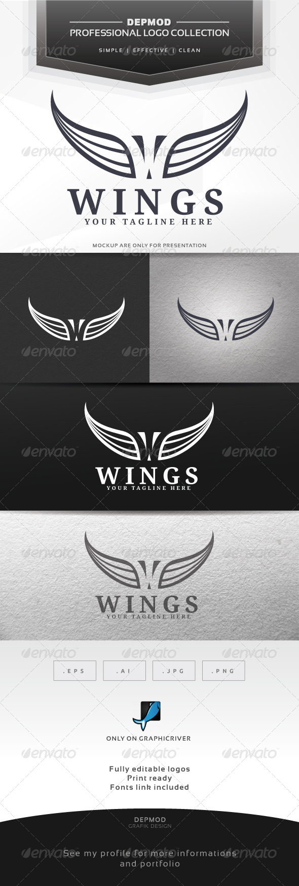 Wings Logo - Letters Logo Templates