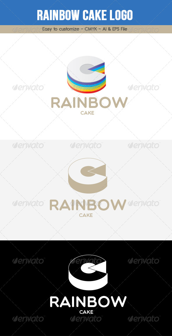 Rainbow Cake Logo - Food Logo Templates