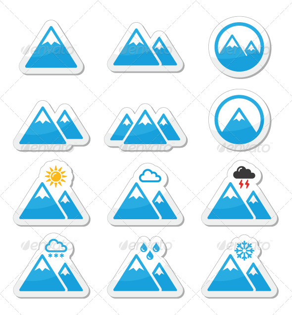 Mountain Vector Icons Set - Landscapes Nature