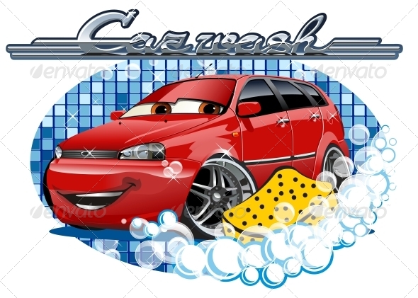 Car Washing Sign with Sponge - Services Commercial / Shopping