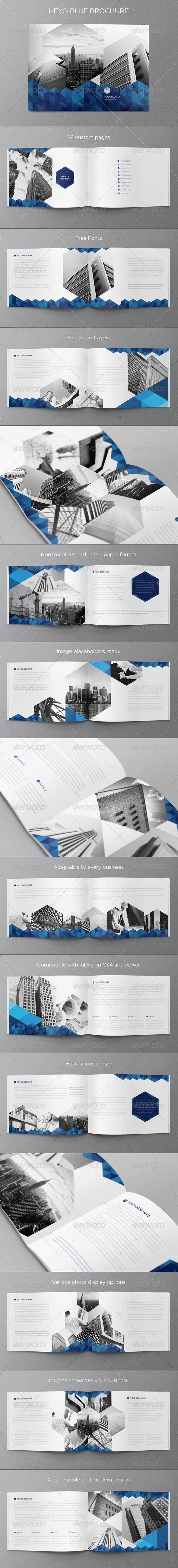 Real Estate Blue Hexo Brochure - Brochures Print Templates