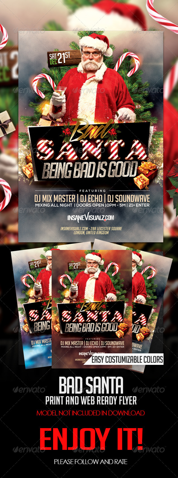 Bad Santa Flyer - Clubs & Parties Events
