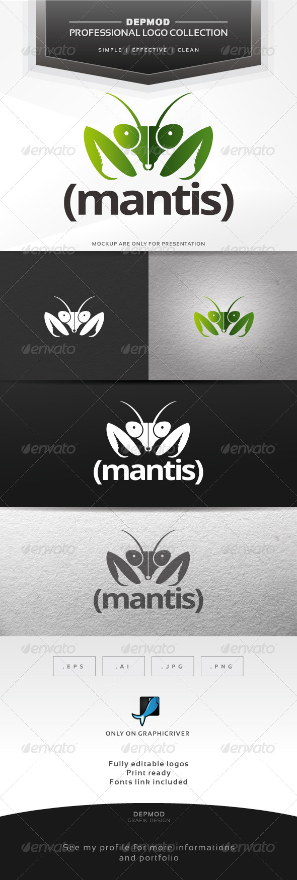 Mantis Logo - Animals Logo Templates