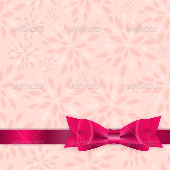 Floral Background with Bow and Ribbon Vector - Flowers & Plants Nature
