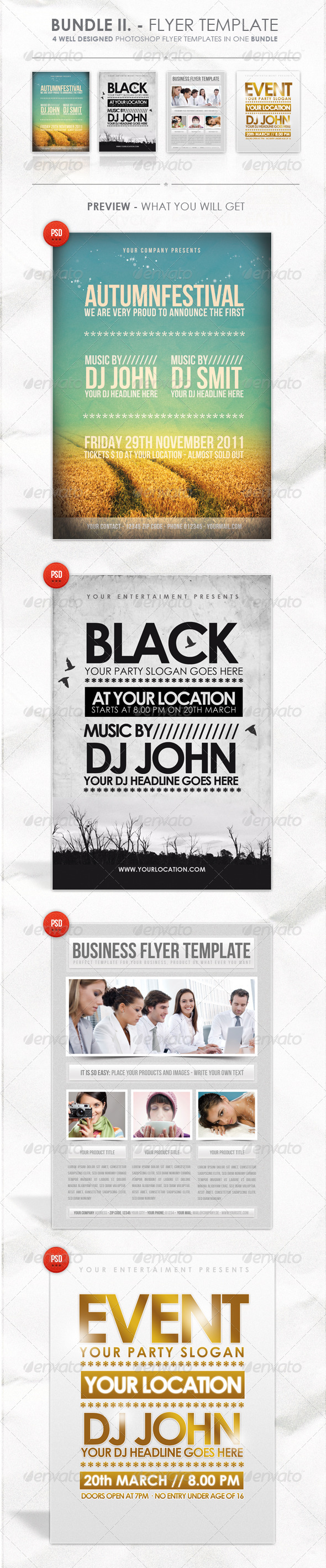 Bundle II. - Flyer Template - Clubs & Parties Events