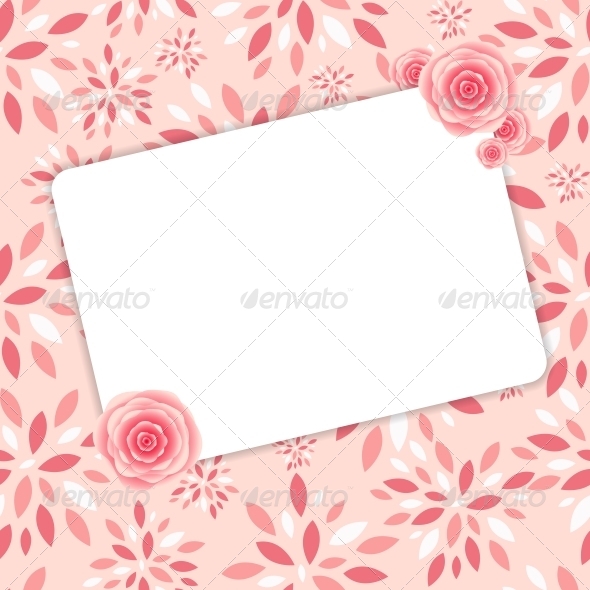 Cute Frame with Rose Flowers Vector Illustration - Decorative Symbols Decorative