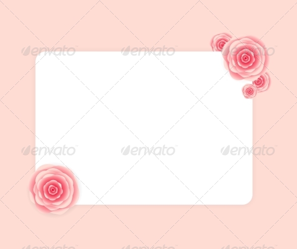 Cute Frame with Rose Flowers Vector Illustration - Decorative Symbols Decorative