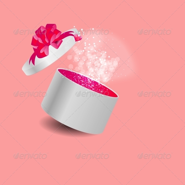 Valentines Day Card with Gift Box and Heart Shaped - Valentines Seasons/Holidays