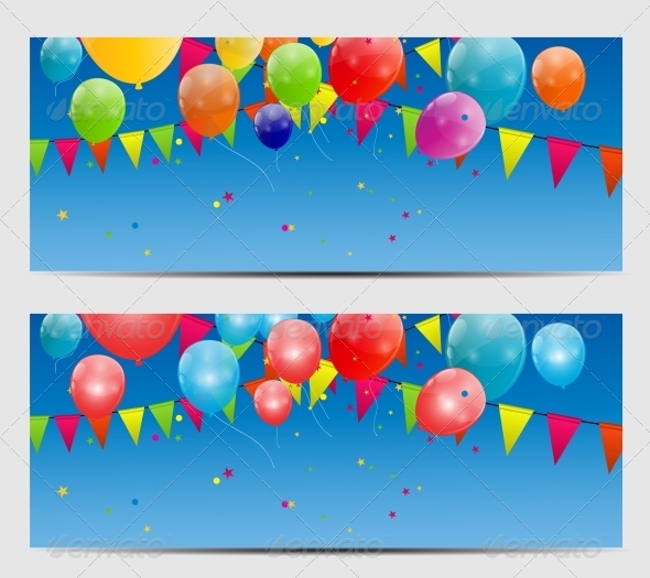 Color Glossy Balloons Background, Vector - Birthdays Seasons/Holidays