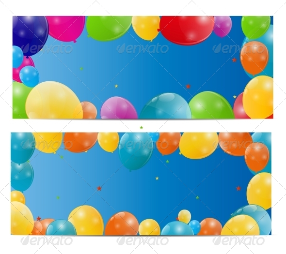 Color Glossy Balloons Background, Vector - Birthdays Seasons/Holidays