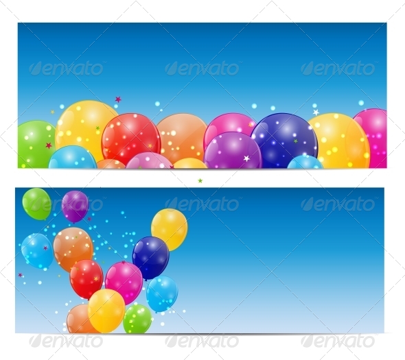 Color Glossy Balloons Background, Vector - Birthdays Seasons/Holidays