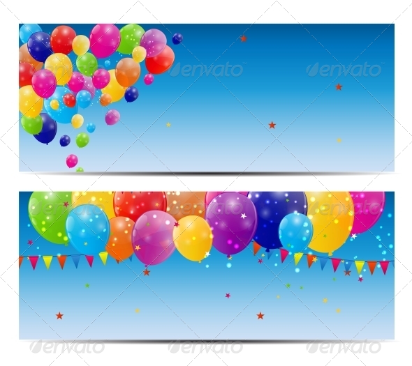 Color Glossy Balloons Background, Vector - Birthdays Seasons/Holidays
