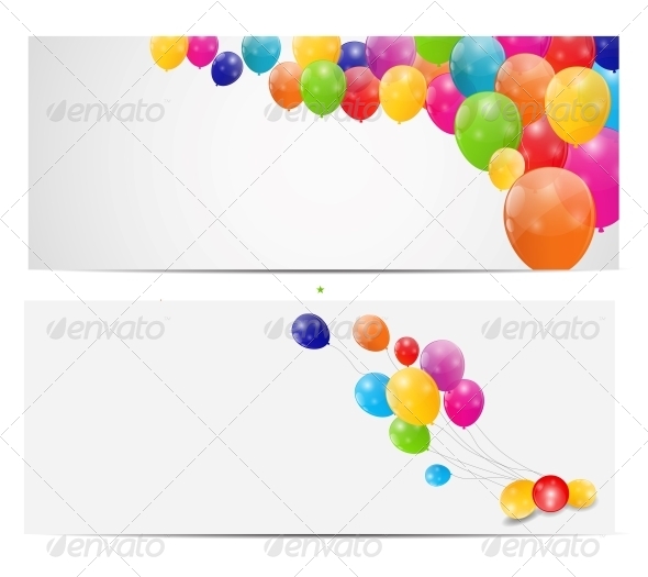Color Glossy Balloons Background, Vector - Birthdays Seasons/Holidays