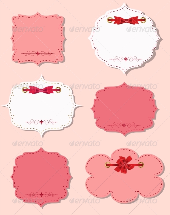 Set of Different Gift Cards with Ribbons - Valentines Seasons/Holidays