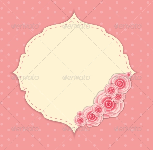 Cute Frame with Rose Flowers Vector Illustration - Valentines Seasons/Holidays