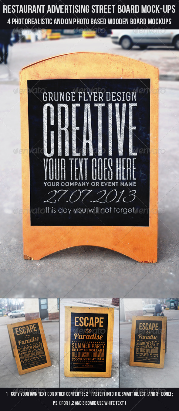 Restaurant Advertising Street Board Mock-Ups - Miscellaneous Displays