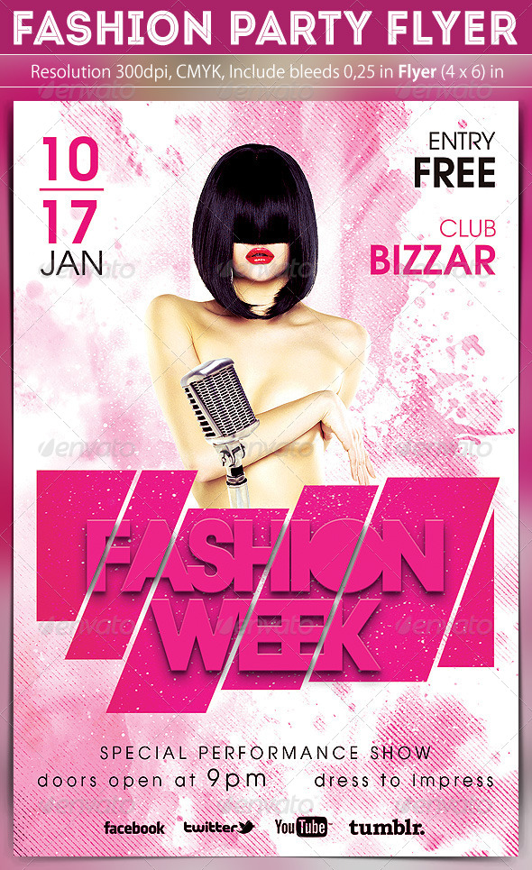 Fashion Party Flyer Template - Clubs & Parties Events