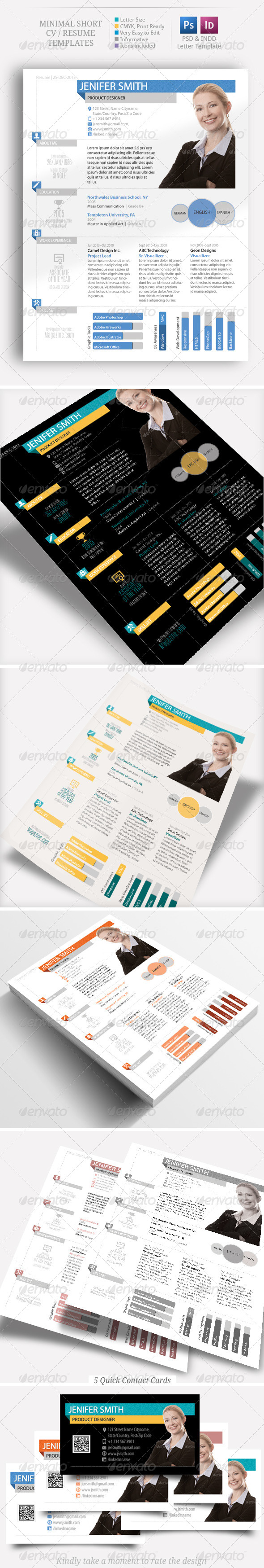 Minimal Short CV Resume Set - Resumes Stationery