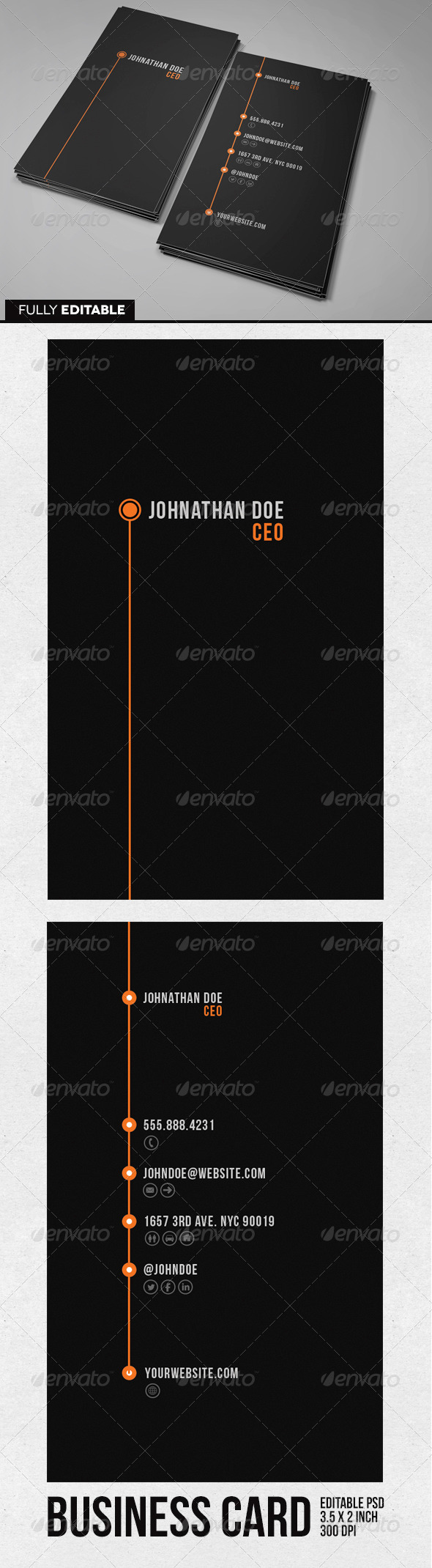 Orange Line Business Card - Business Cards Print Templates