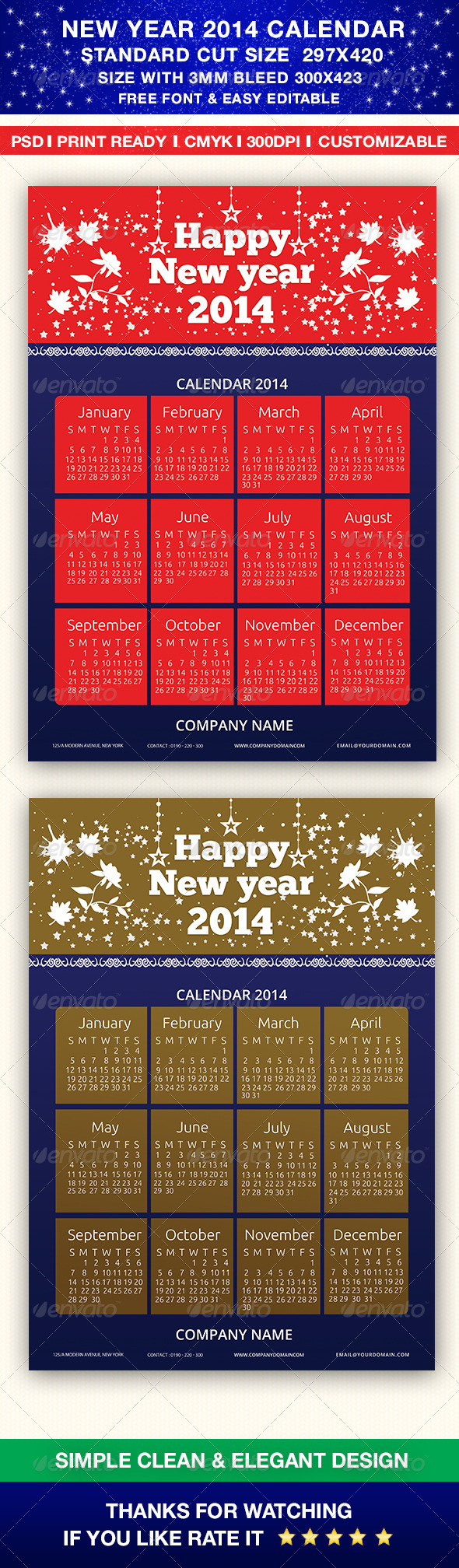 New Year 2014 Calendar - Calendars Stationery