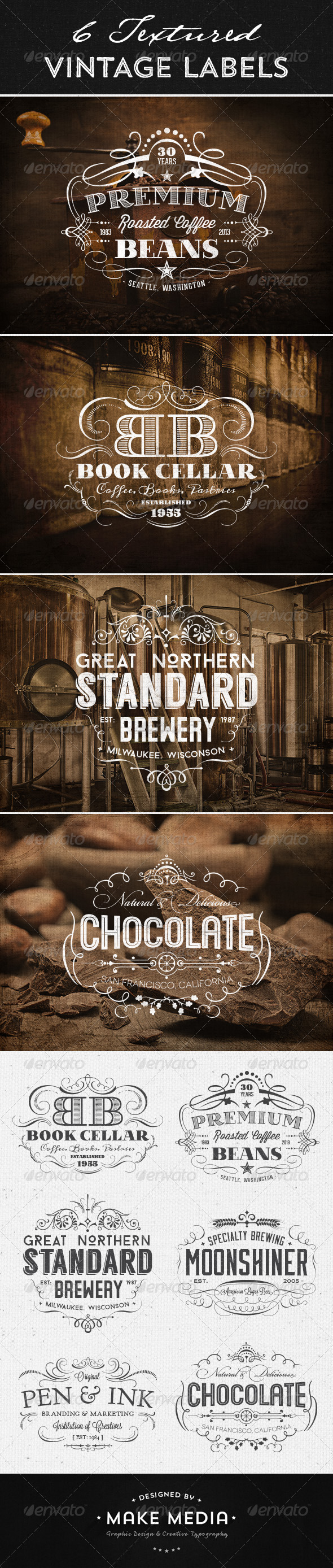 Textured Vintage Labels - Badges & Stickers Web Elements