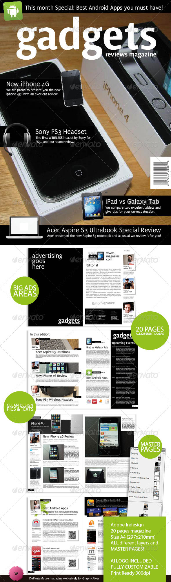Gadgets Magazine Indesign Template - Magazines Print Templates