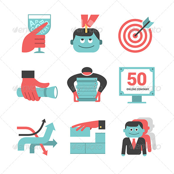 Content Management Flat Icons Set. Part 1 - Business Icons