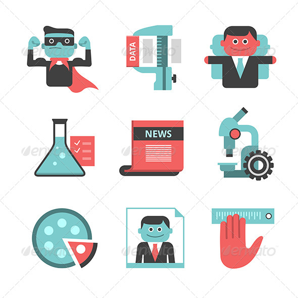 Content Management Flat Icons Set. Part 2 - Business Icons