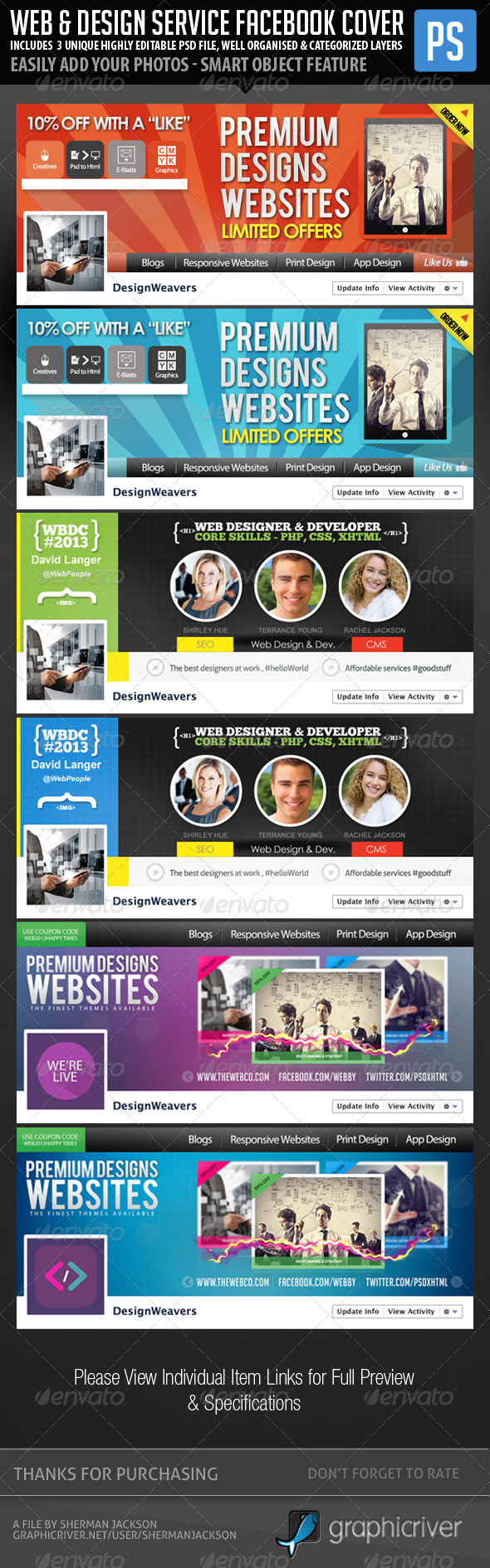 Web & Graphic Design Service Facebook Bundle - Facebook Timeline Covers Social Media