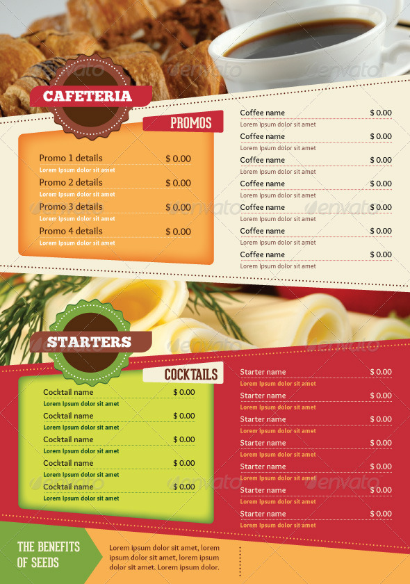 A4 Healthy Food Menu Poster Flyer Cards by good 