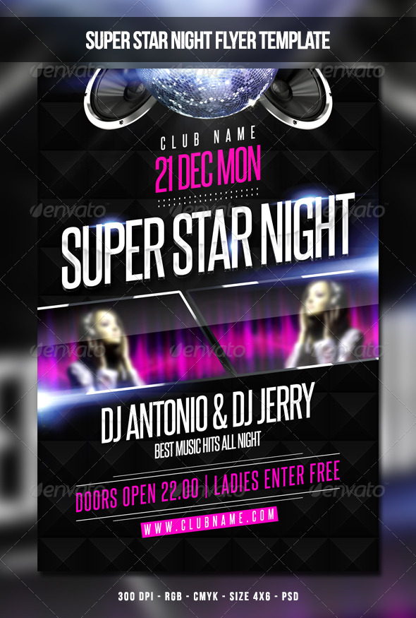 Super Star Night Flyer Template - Clubs & Parties Events