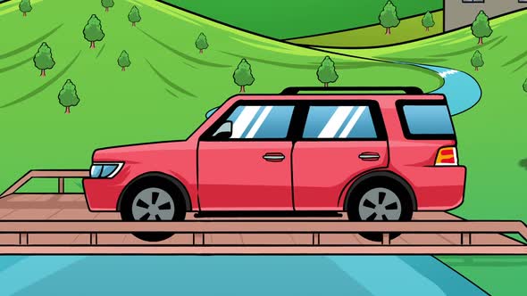 Car Rides And Emits Exhaust Gases alt