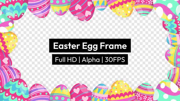 Colorful Easter Egg Frame Background with Alpha alt