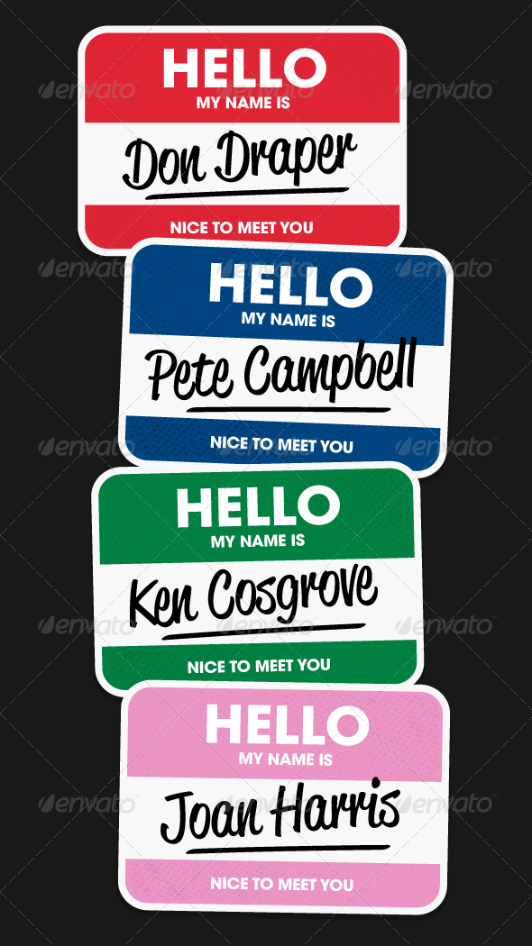 Hello Name Stickers - Vectors - Man-made Objects Objects